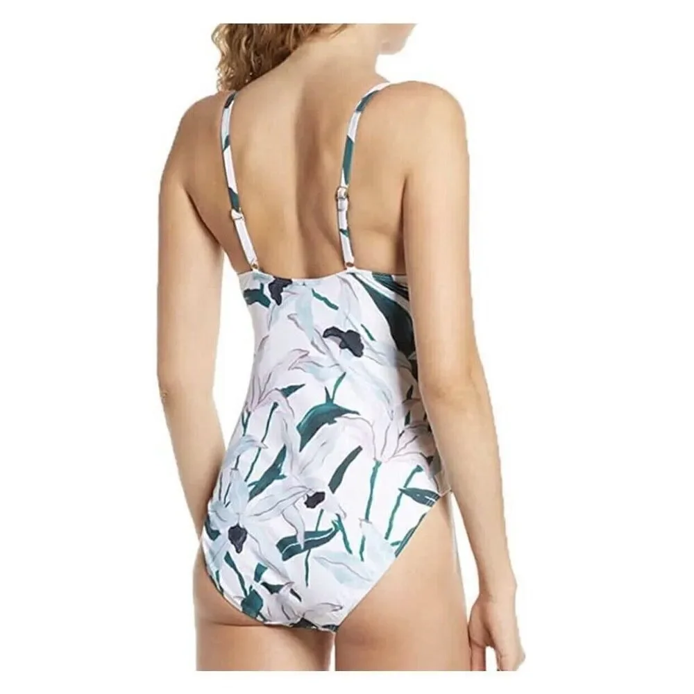 Tory Burch Size XL Front Knot One Piece Printed Desert Bloom